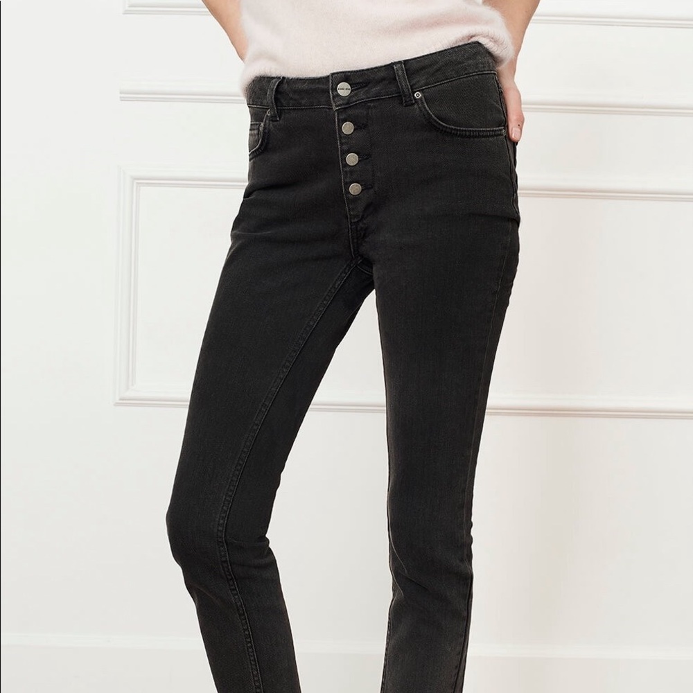 Anine Bing Frida button fly black jeans